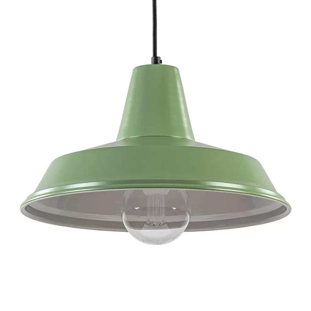 Retro metalen hanglamp groen met wit>Straluma Hot