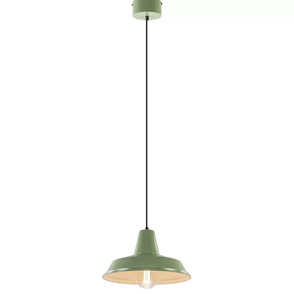 Retro metalen hanglamp groen met wit>Straluma Hot