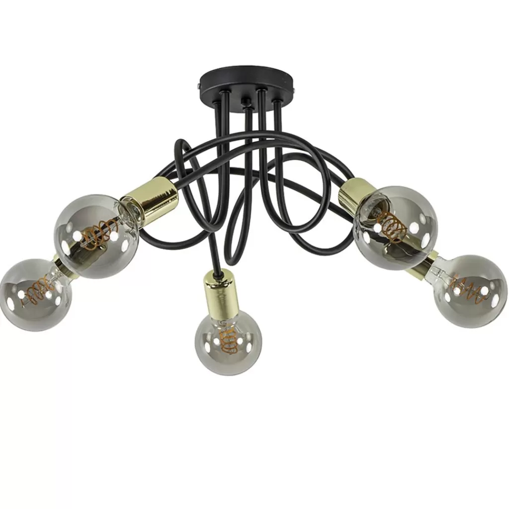 Retro plafondlamp zwart met gouden pendels>Straluma Cheap