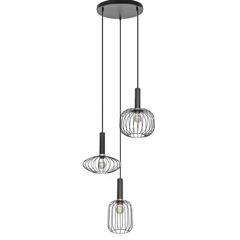 Ronde 3-lichts hanglamp met draadkappen divers>Straluma Cheap