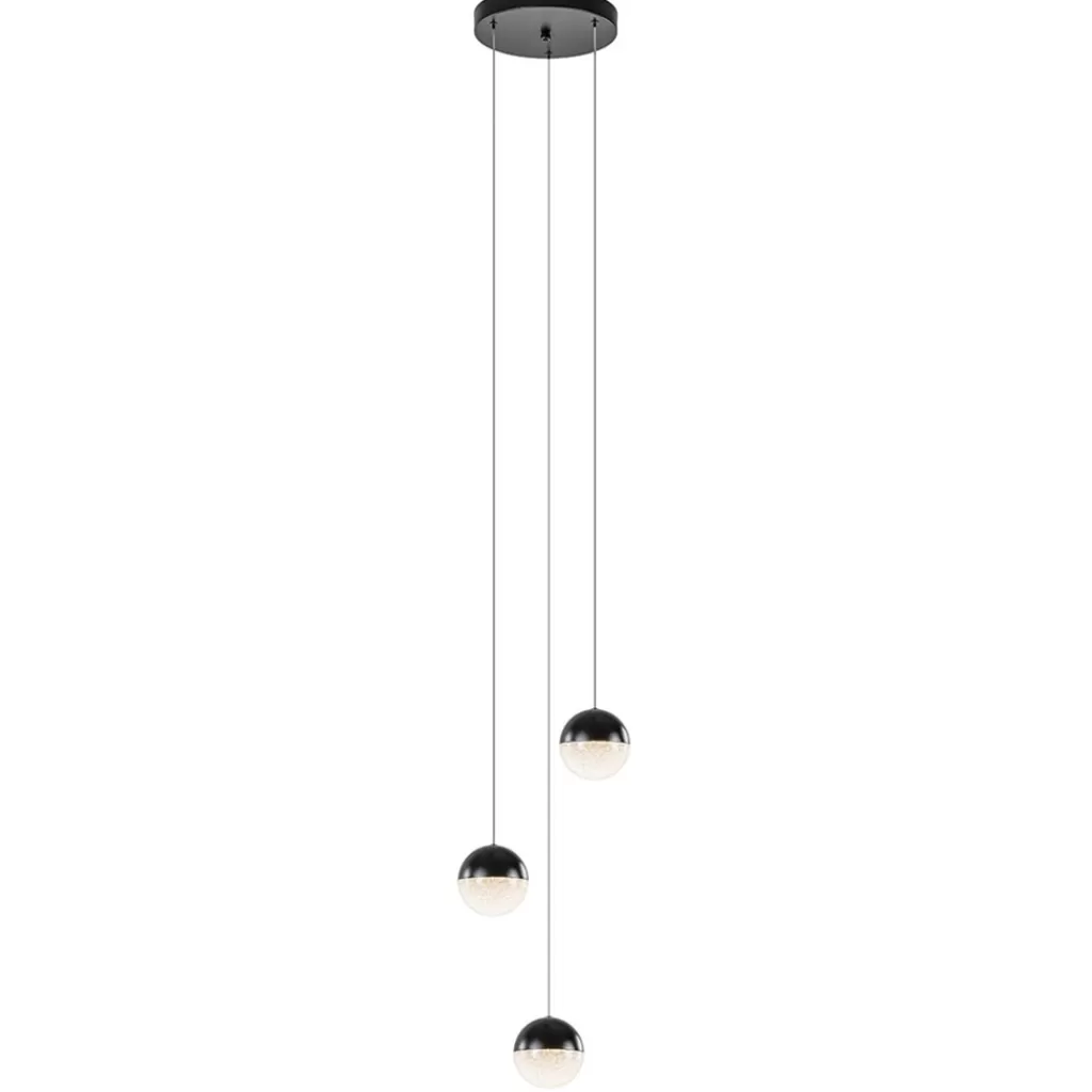 Ronde 3-Lichts LED hanglamp met zwarte bollen dimbaar>Straluma Clearance