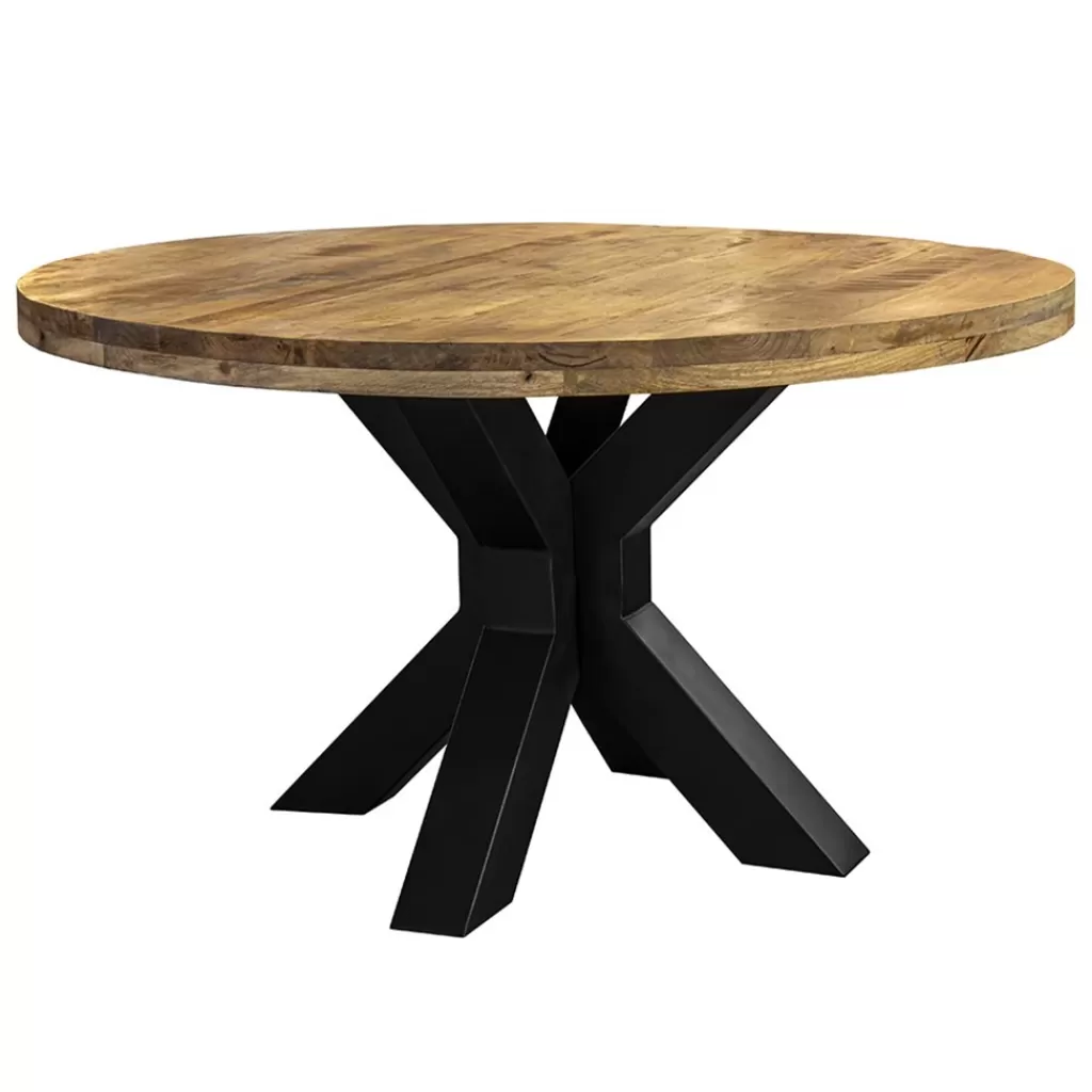 Ronde eettafel mangohout met zwarte poot Ø130 cm>Straluma Cheap