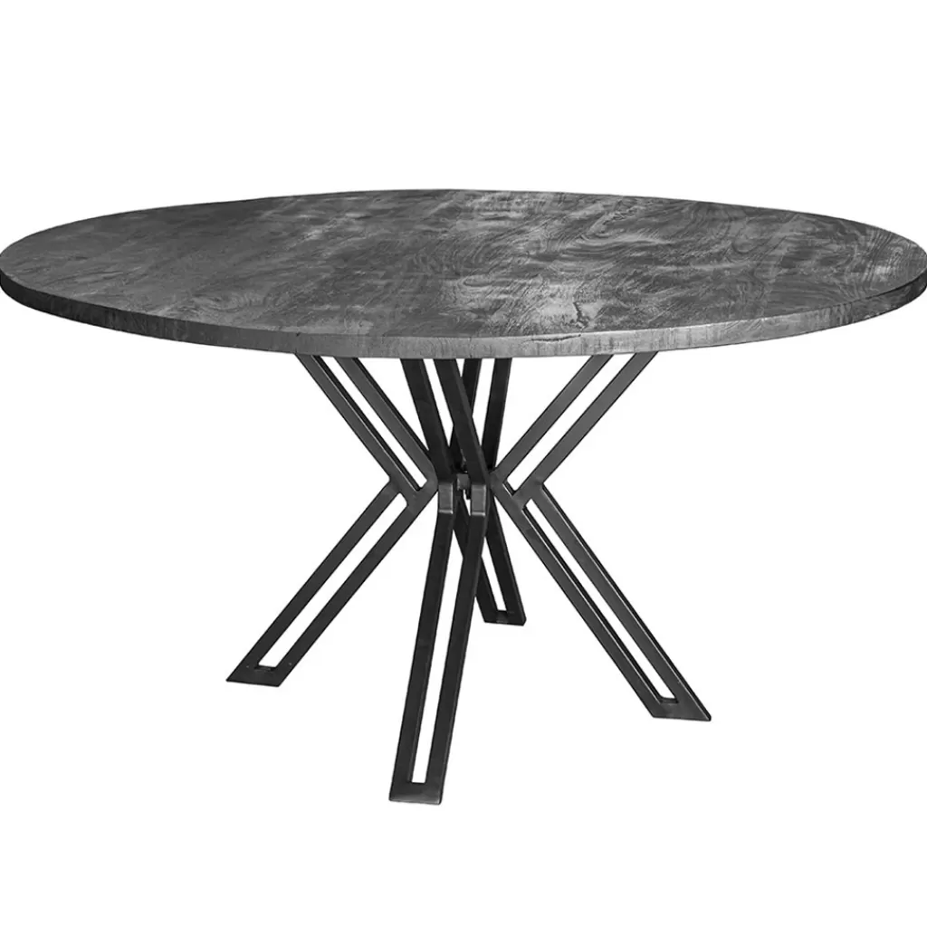 Ronde eettafel zwart mangohout met zwarte poot>Straluma Fashion