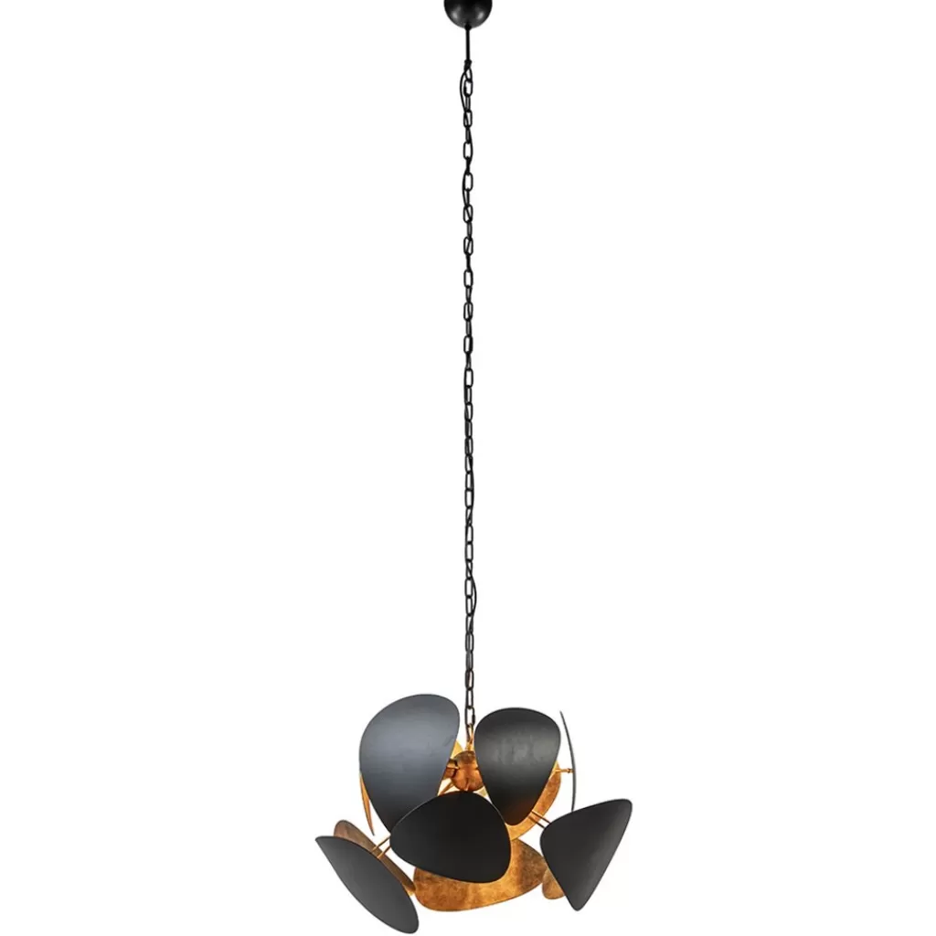 Ronde hanglamp textured black met ambachtelijk brons>Straluma New