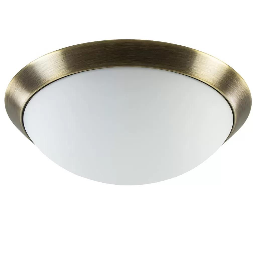 Ronde plafondlamp brons met wit glazen kap>Straluma Hot