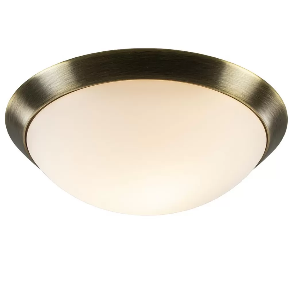 Ronde plafondlamp brons met wit glazen kap>Straluma Hot