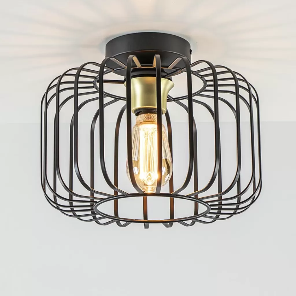 Ronde plafondlamp draad zwart met goud>Straluma New