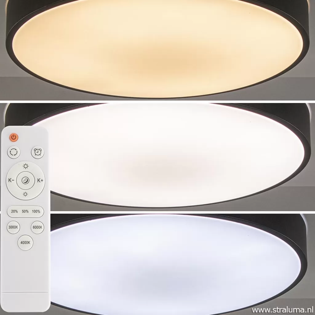 Ronde plafondlamp zwart inclusief LED en remote>Straluma Store