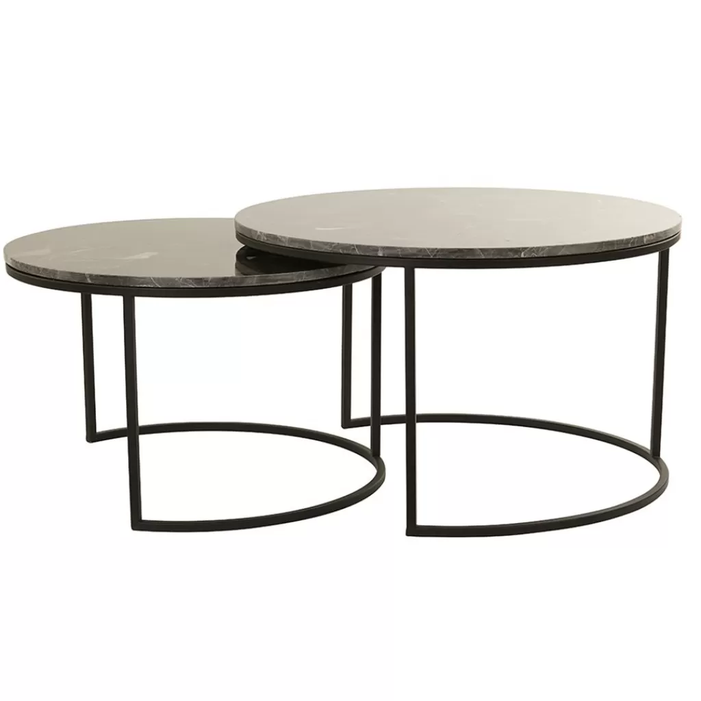 Salontafel Alfio set van 2 bruin marmer met zwart>Straluma Cheap