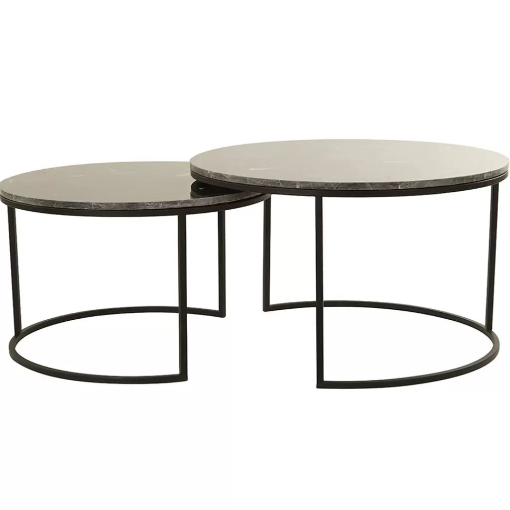 Salontafel Alfio set van 2 bruin marmer met zwart>Straluma Cheap