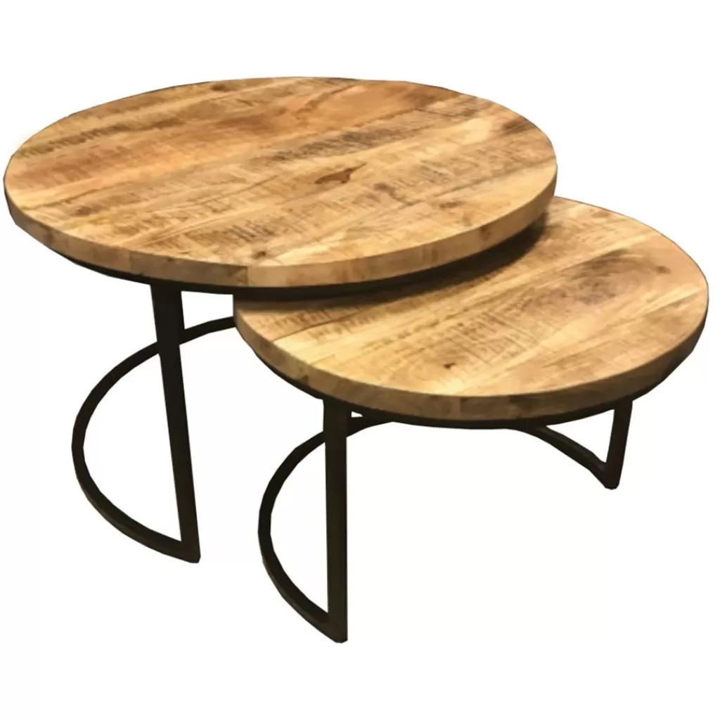 Salontafel set van 2 rond hout>Straluma Outlet