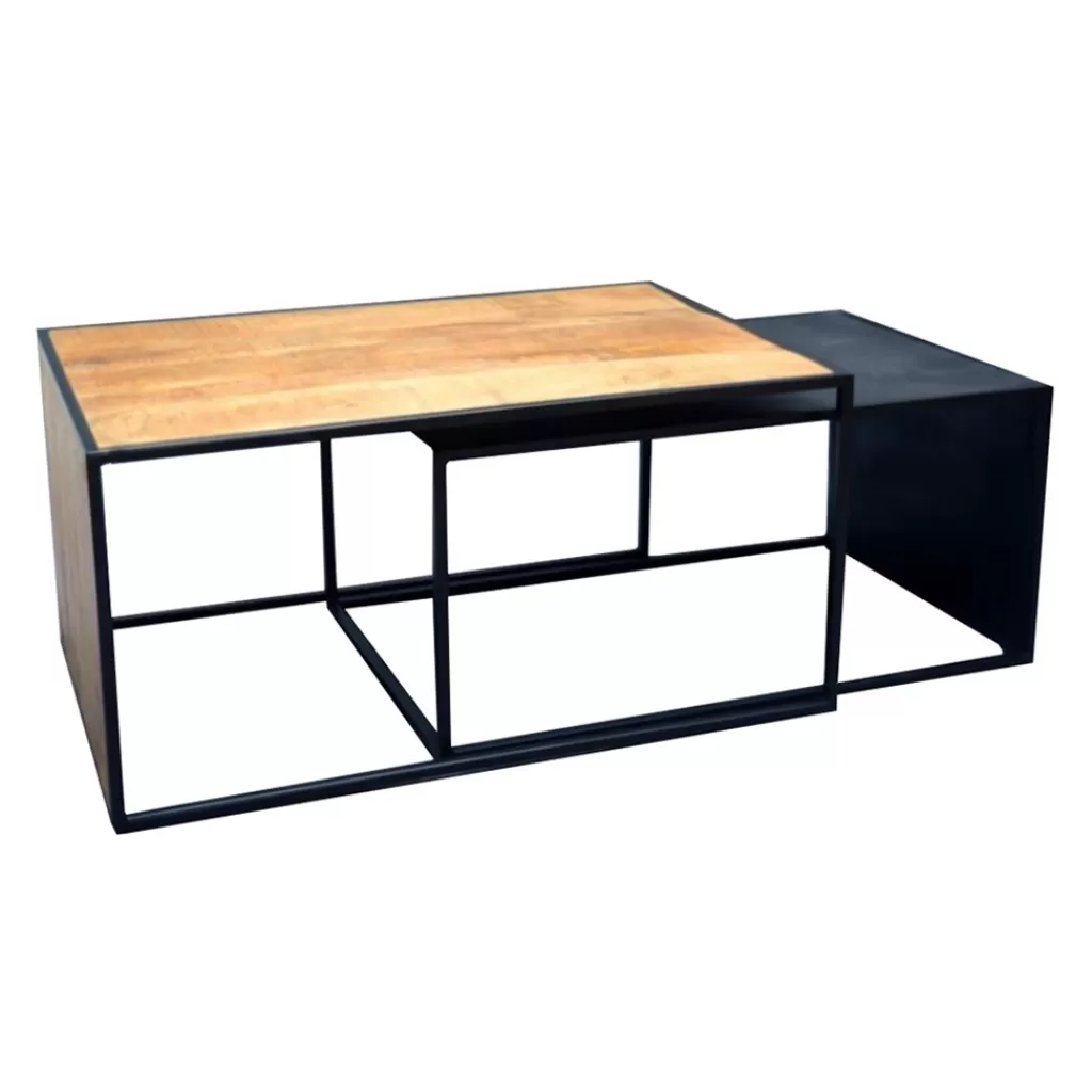 Salontafel set van 2 zwart/hout>Straluma Outlet