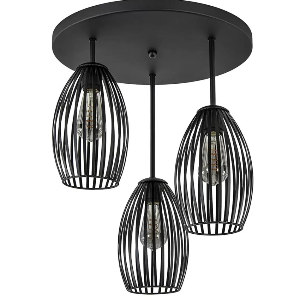 Scandinavische 3-lichts plafondlamp mat zwart>Straluma Clearance