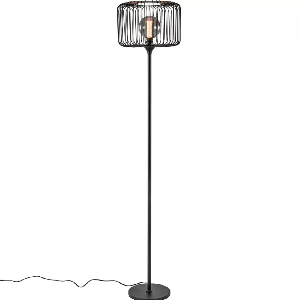 Scandinavsiche vloerlamp zwart met draadkorf>Straluma Sale