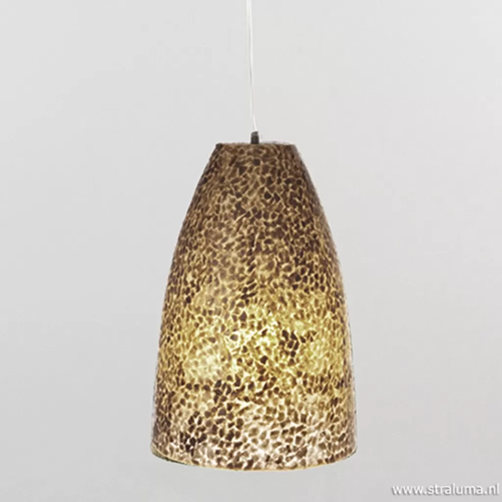 Schelpen hanglamp goud rond>Straluma Store