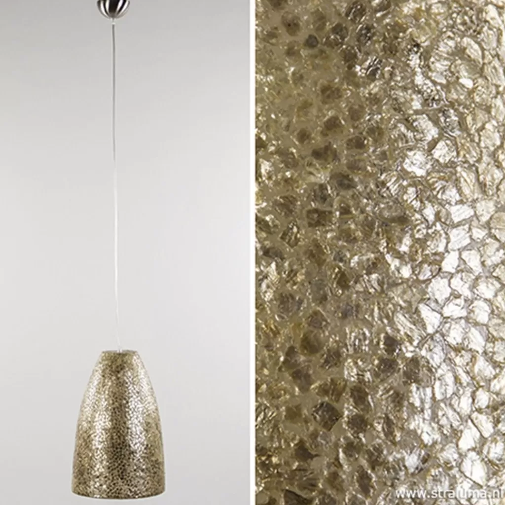 Schelpen hanglamp goud rond>Straluma Store