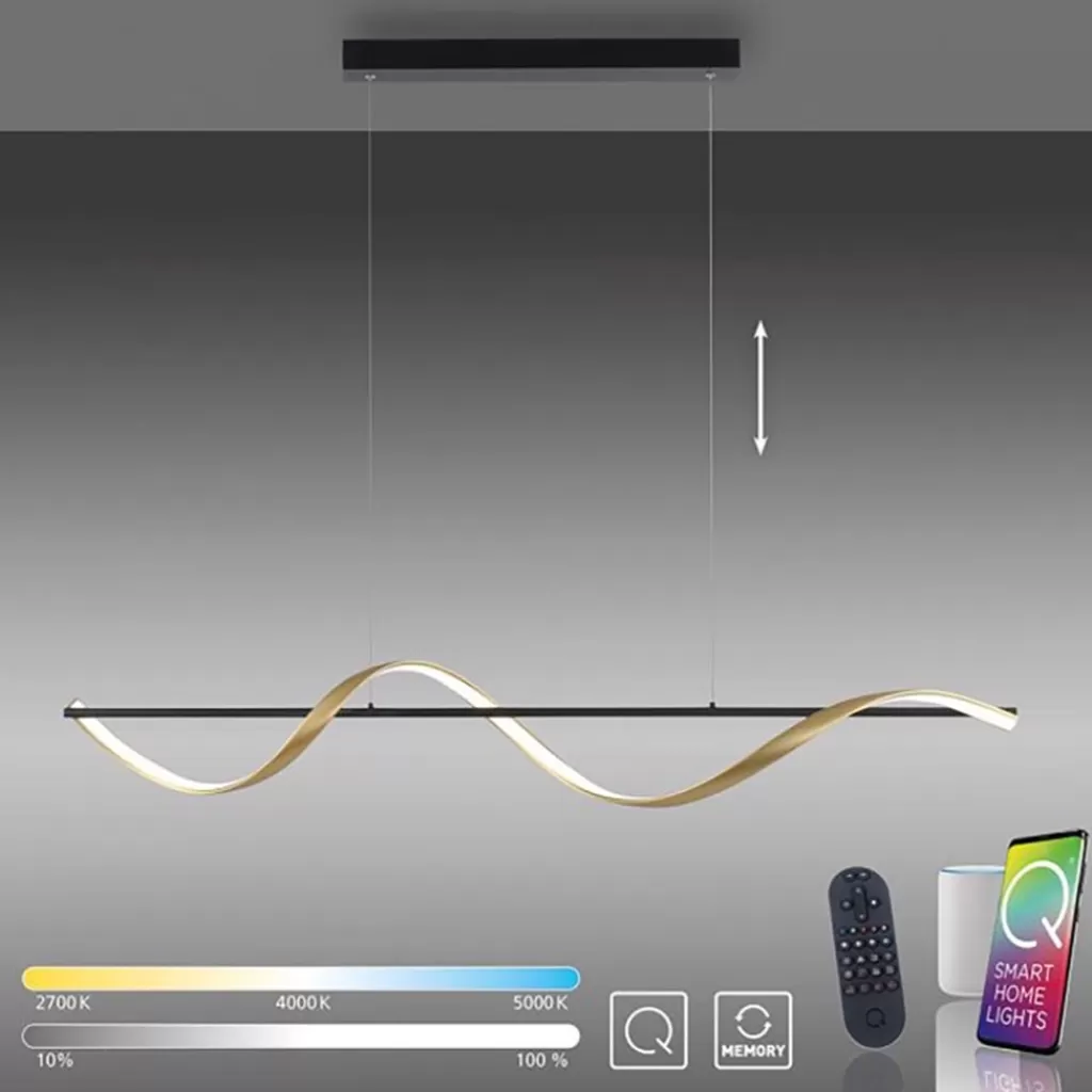 Smart hanglamp antraciet/goud inclusief remote>Straluma Discount