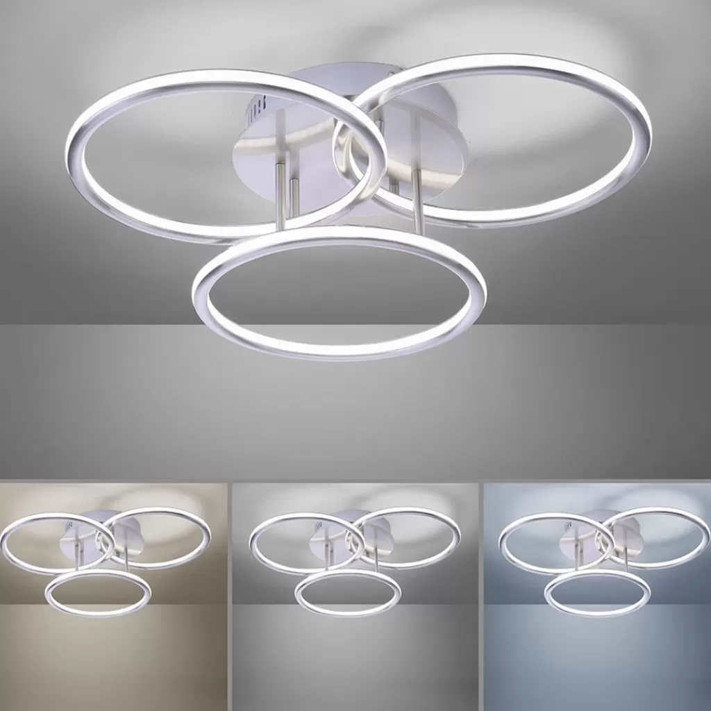 Smart plafondlamp 3x ringen nikkel inclusief LED>Straluma Online