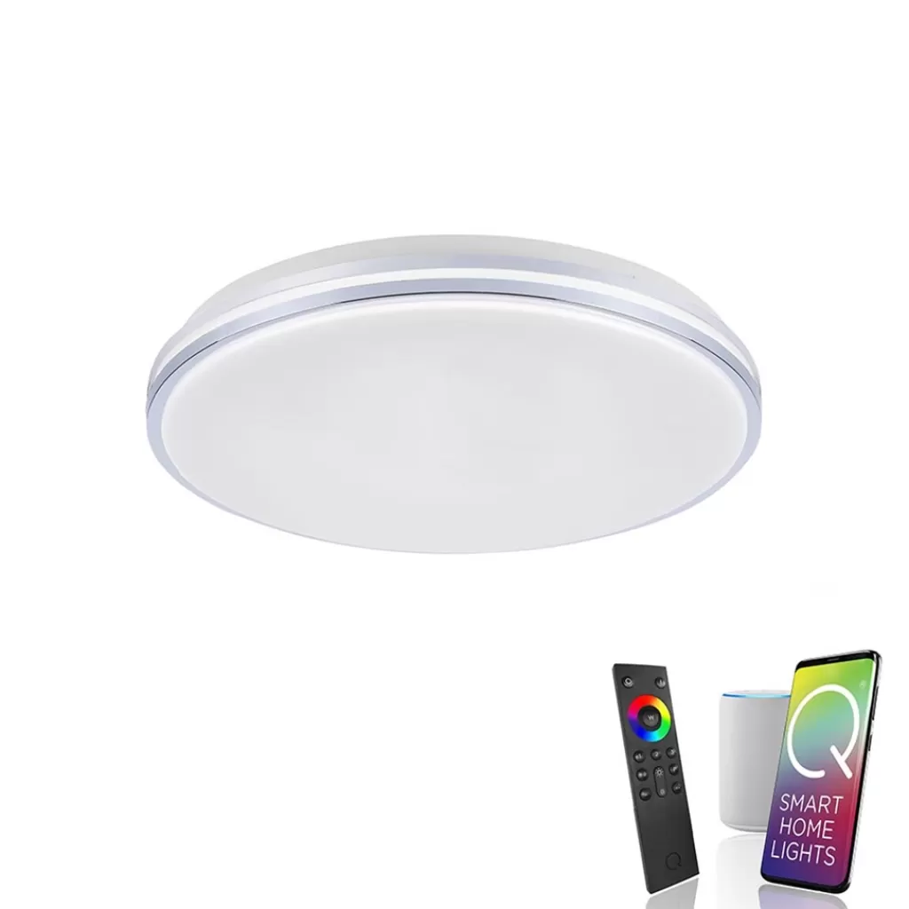 Smart plafondlamp wit met chroom IP44>Straluma Sale