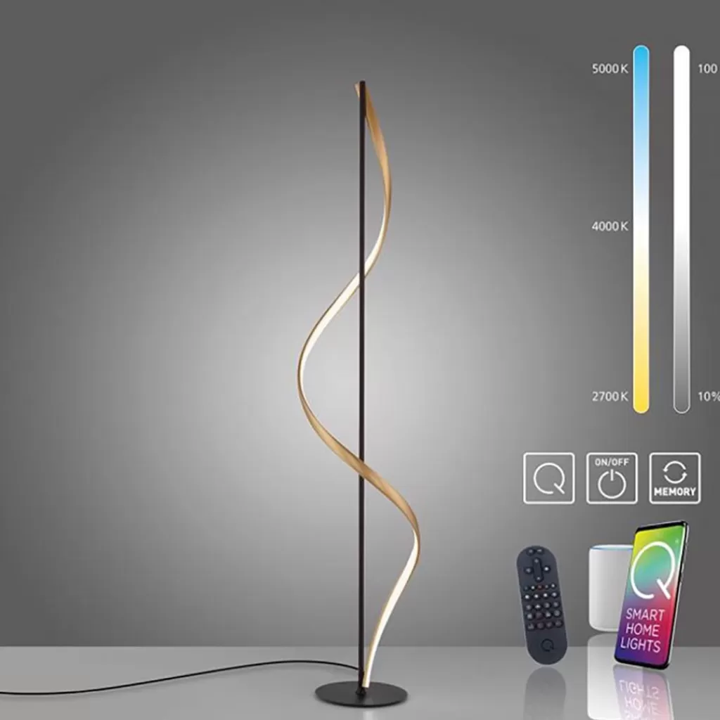 Smart vloerlamp antraciet/goud met memoryfunctie>Straluma New