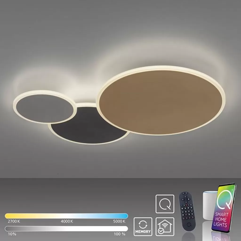 Smart wand/plafondlamp ringen goud/grijs dimbaar>Straluma Sale