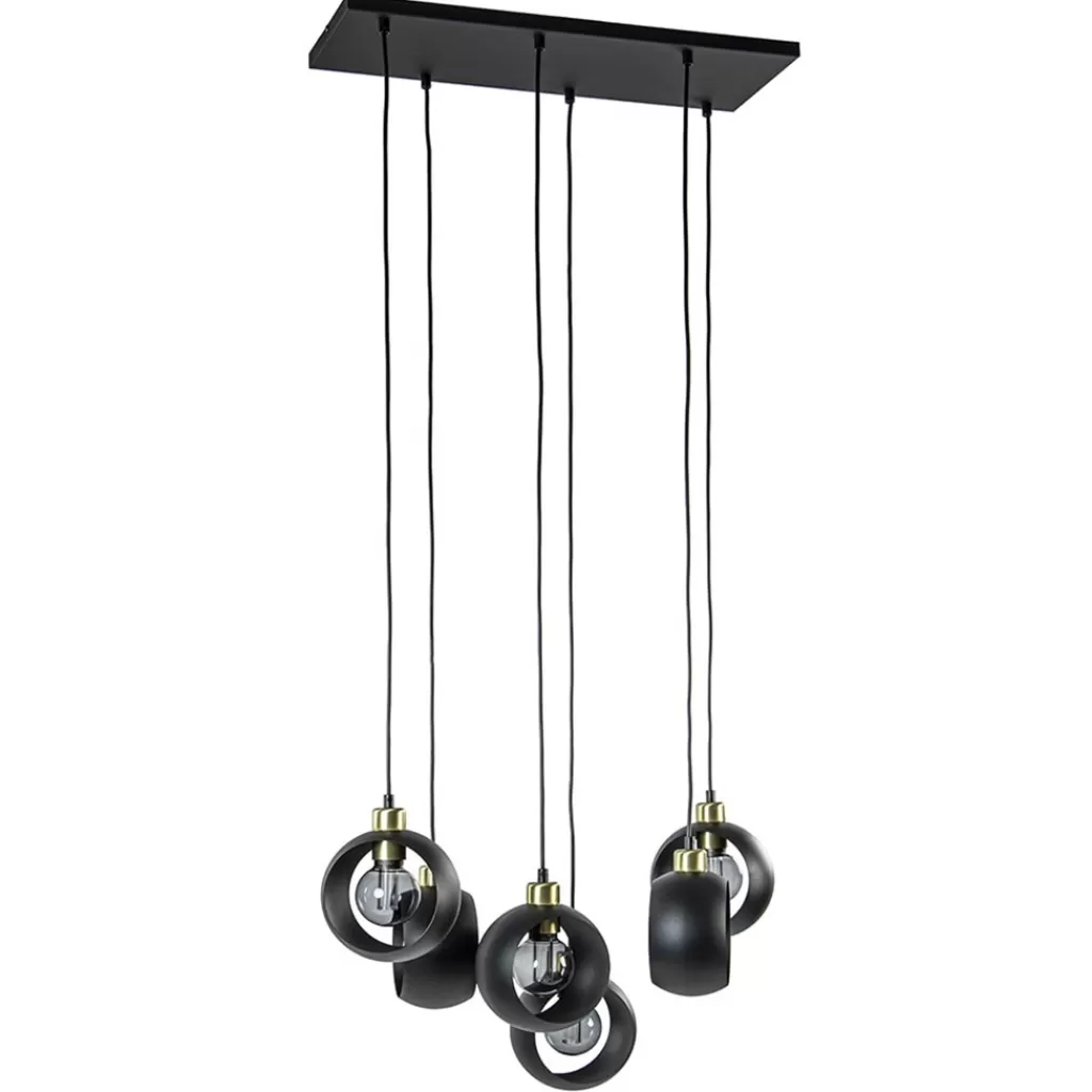 Speelse 6-lichts hanglamp zwart met goud>Straluma Shop