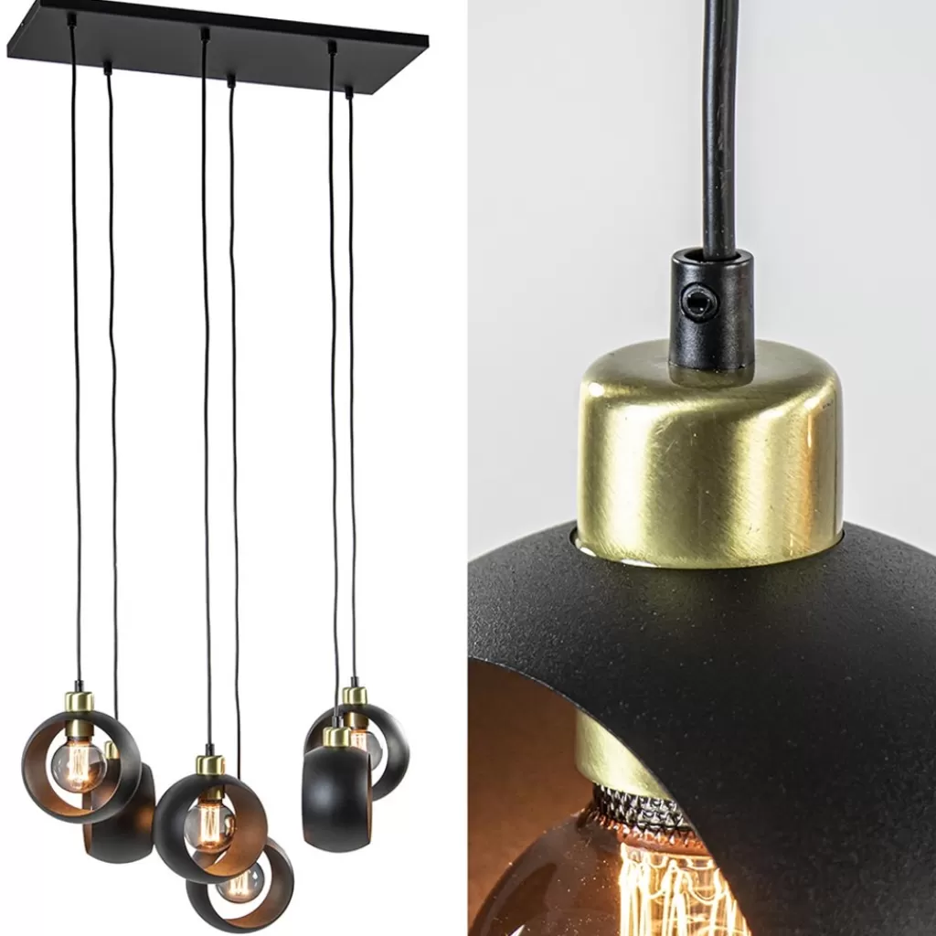 Speelse 6-lichts hanglamp zwart met goud>Straluma Shop