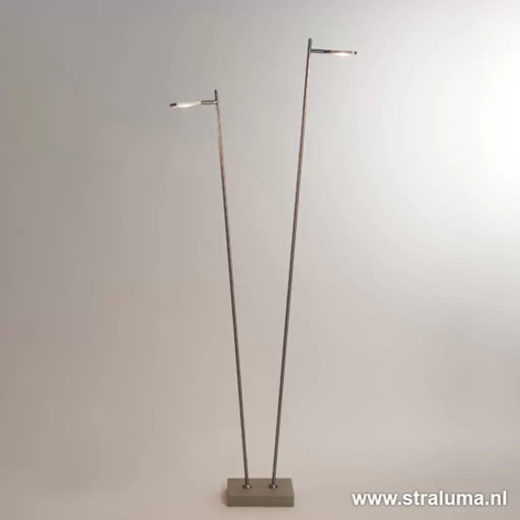 Staande vloerlamp led 2 lichts staal>Straluma Best