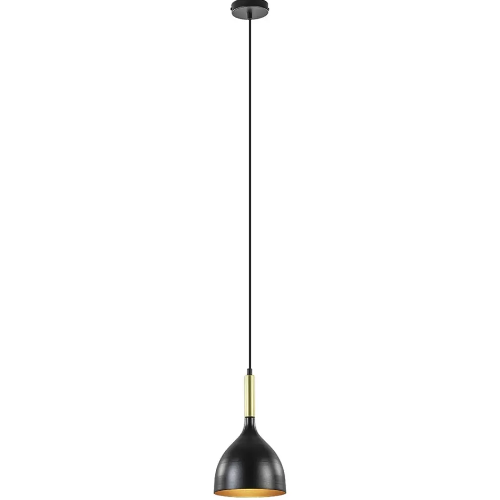 Stijlvolle kleine hanglamp zwart met goud>Straluma Discount