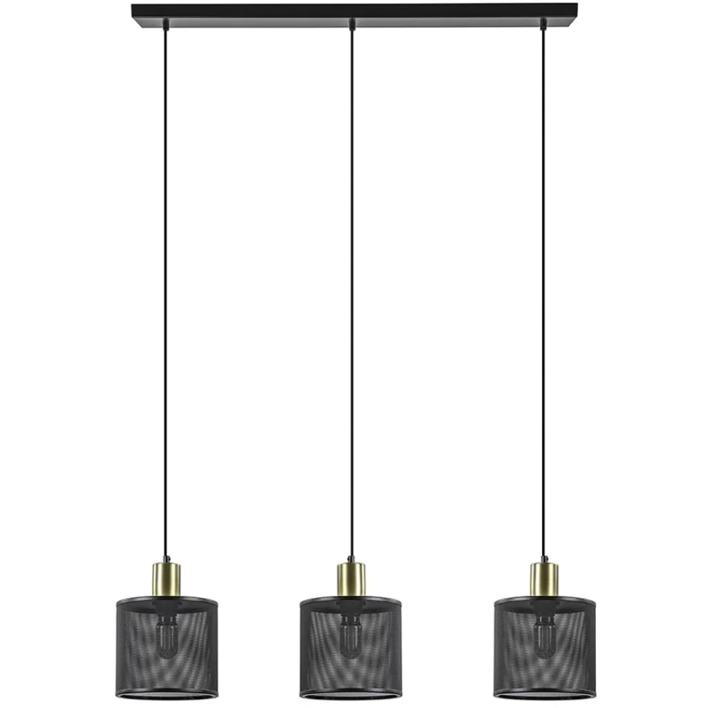 Stoere 3-lichts hanglamp mat zwart met goud>Straluma Shop