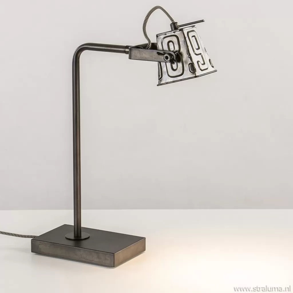 Stoere industriele tafel/bureaulamp black steel>Straluma Cheap