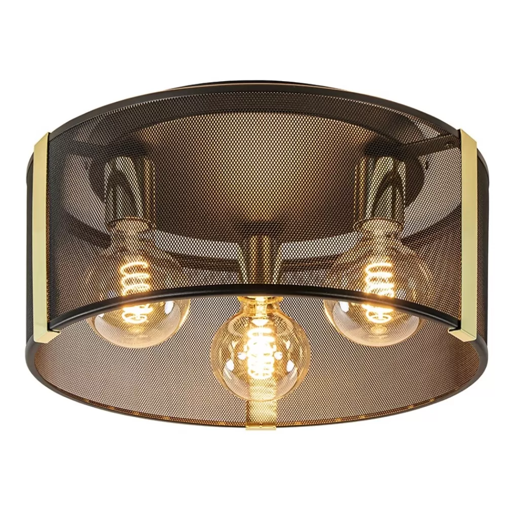 Stoere plafondlamp zwart met glossy goud>Straluma Flash Sale