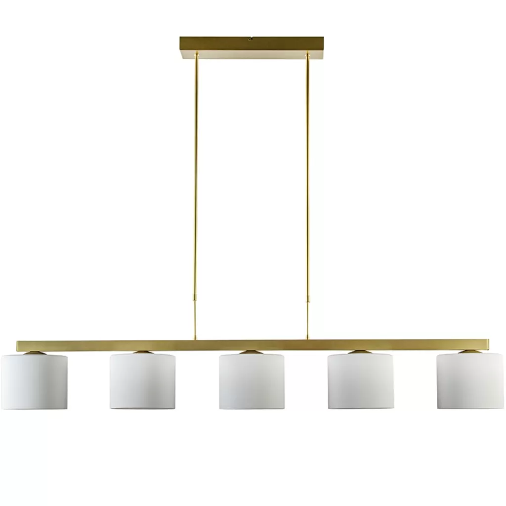 Strak klassieke hanglamp goud met mat wit glas>Straluma Outlet