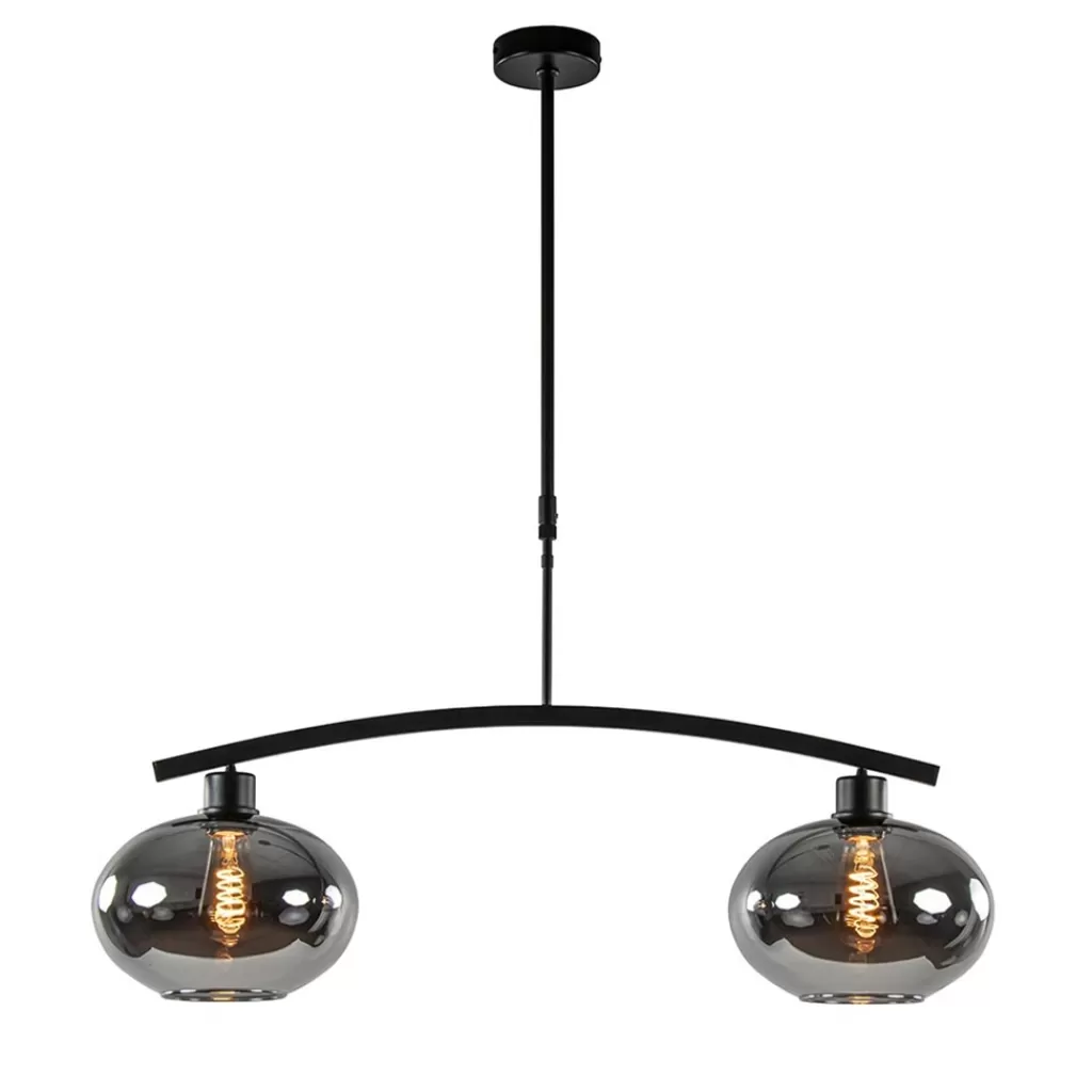 Strak klassieke hanglamp zwart met smoke glas>Straluma Flash Sale