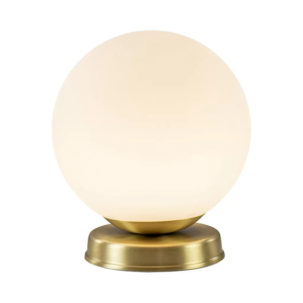 Strak klassieke tafellamp witte glazen bol met goud>Straluma Flash Sale