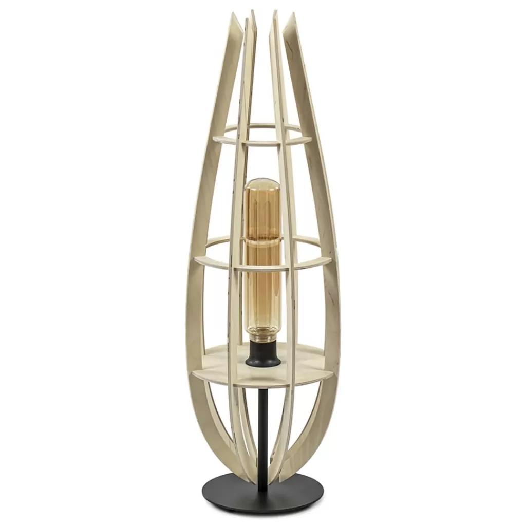 Tafellamp/vloerlamp naturel houten kap met zwart>Straluma Flash Sale