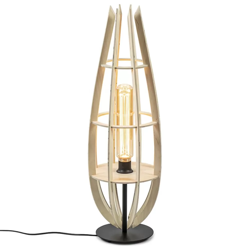 Tafellamp/vloerlamp naturel houten kap met zwart>Straluma Flash Sale