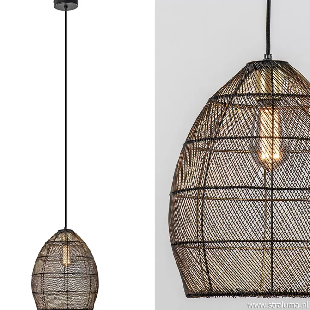 Trendy draad hanglamp Meya zwart/goud>Straluma Clearance