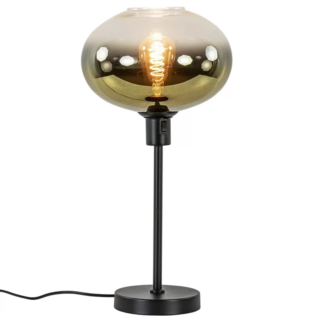 Trendy tafellamp zwart met glazen kap helder/goud>Straluma Cheap