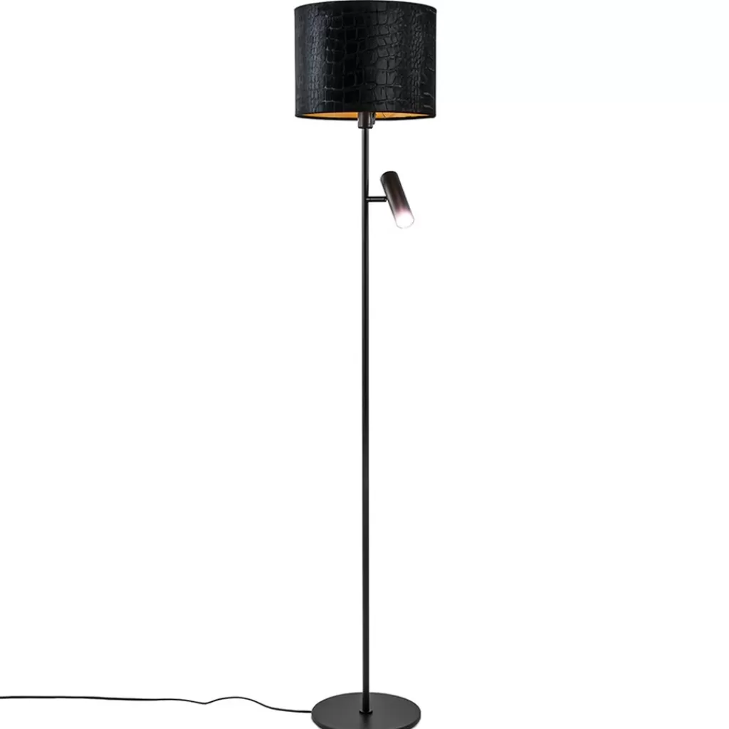 Trendy vloerlamp met kap zwart met goud>Straluma Fashion