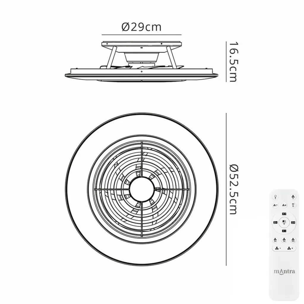 Ventilator Alisio Mini zwart met remote>Straluma New