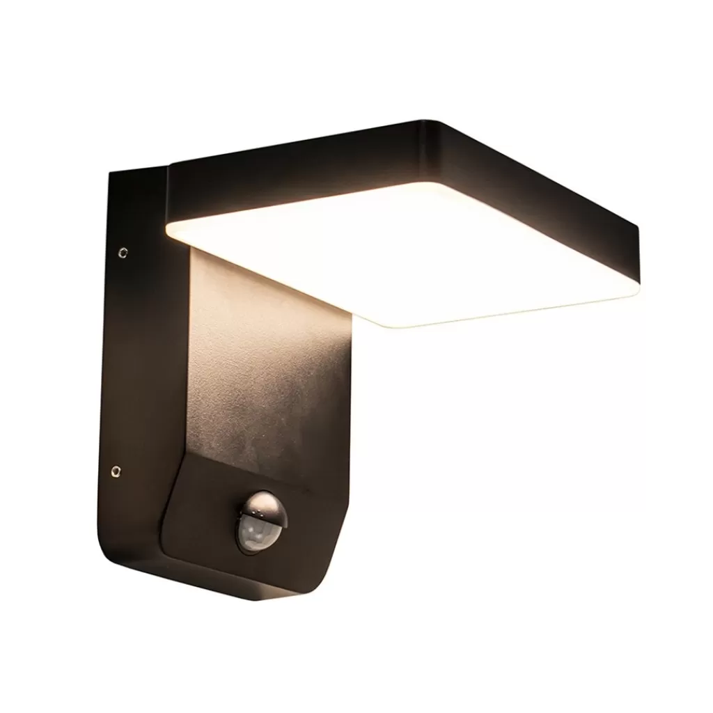 Verstelbare LED buitenlamp zwart IP54 met sensor>Straluma Online