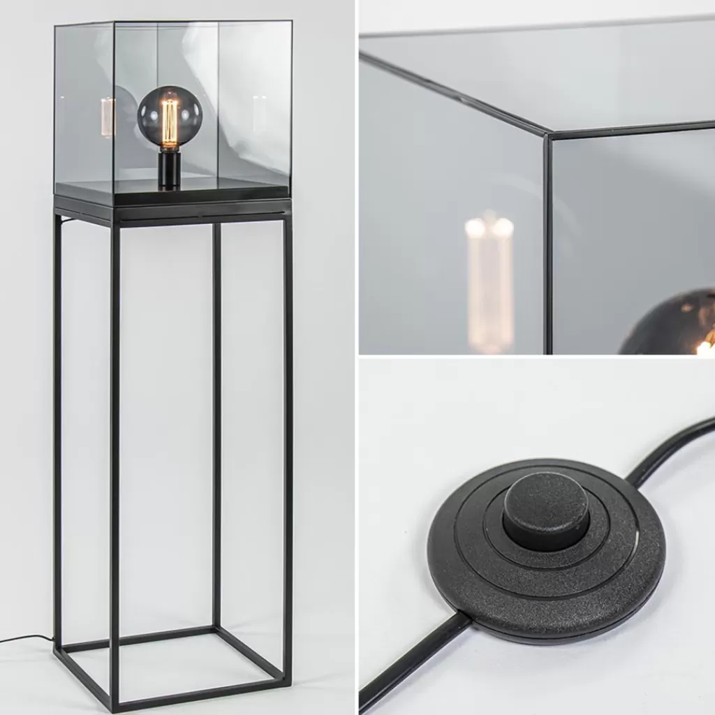 Vloerlamp Askjer kubus zwart/smoke glas>Straluma Fashion