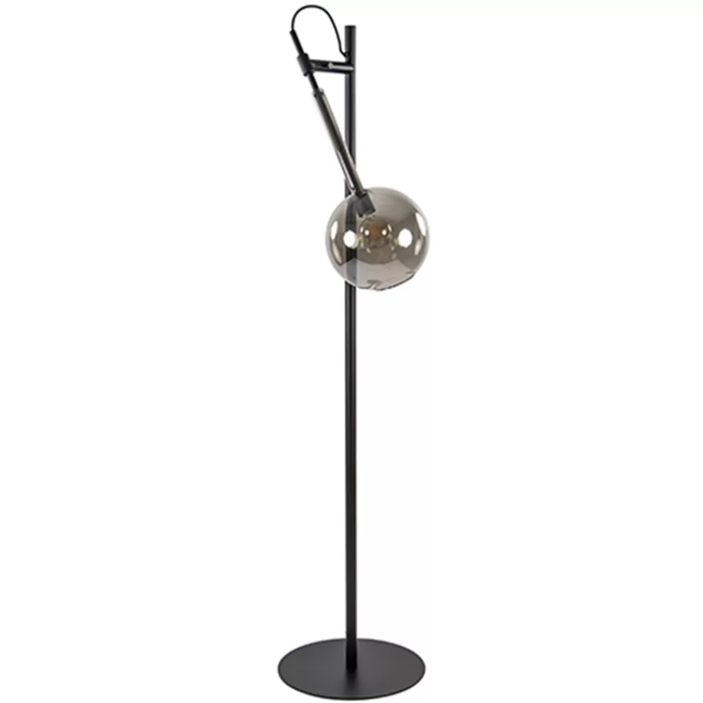 Vloerlamp Globe 1L zwart/smoke glas 25cm>Straluma New