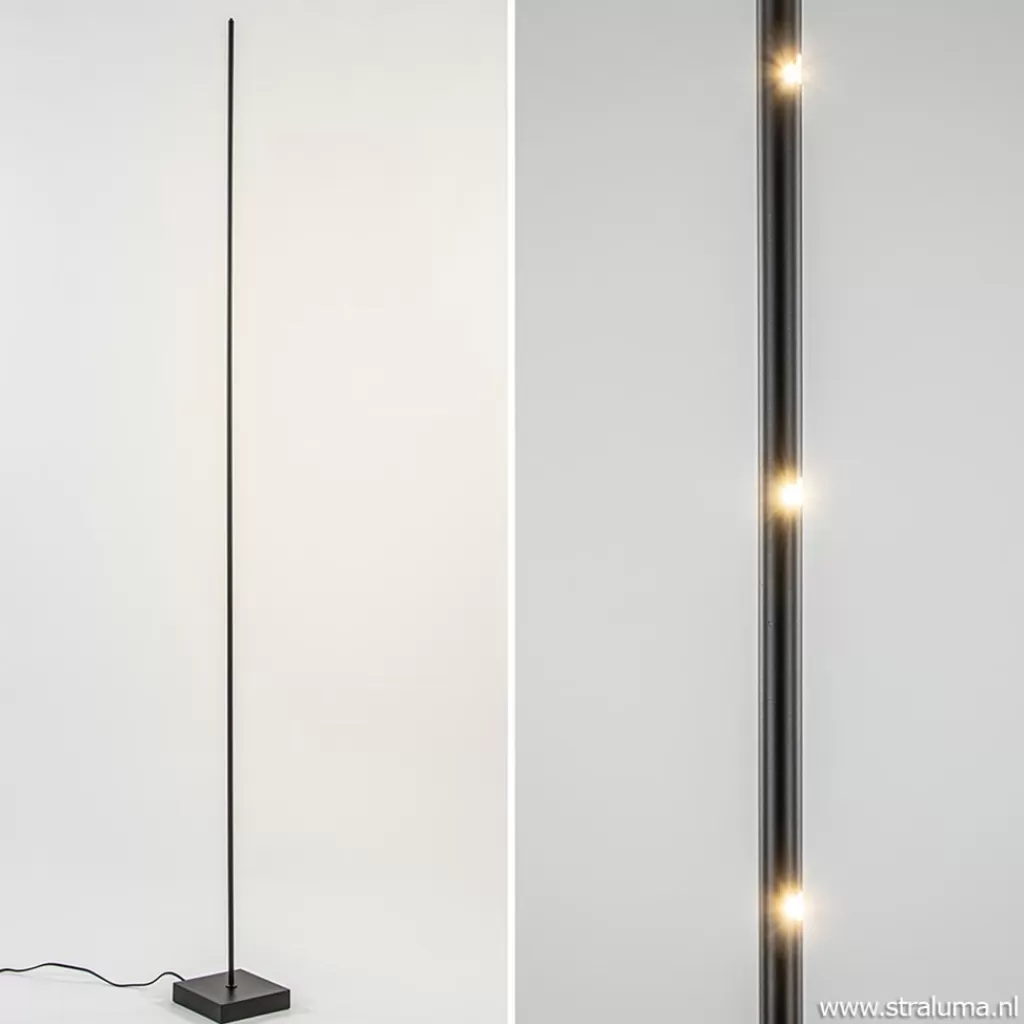 Vloerlamp Think pin zwart met pushdimmer>Straluma Hot