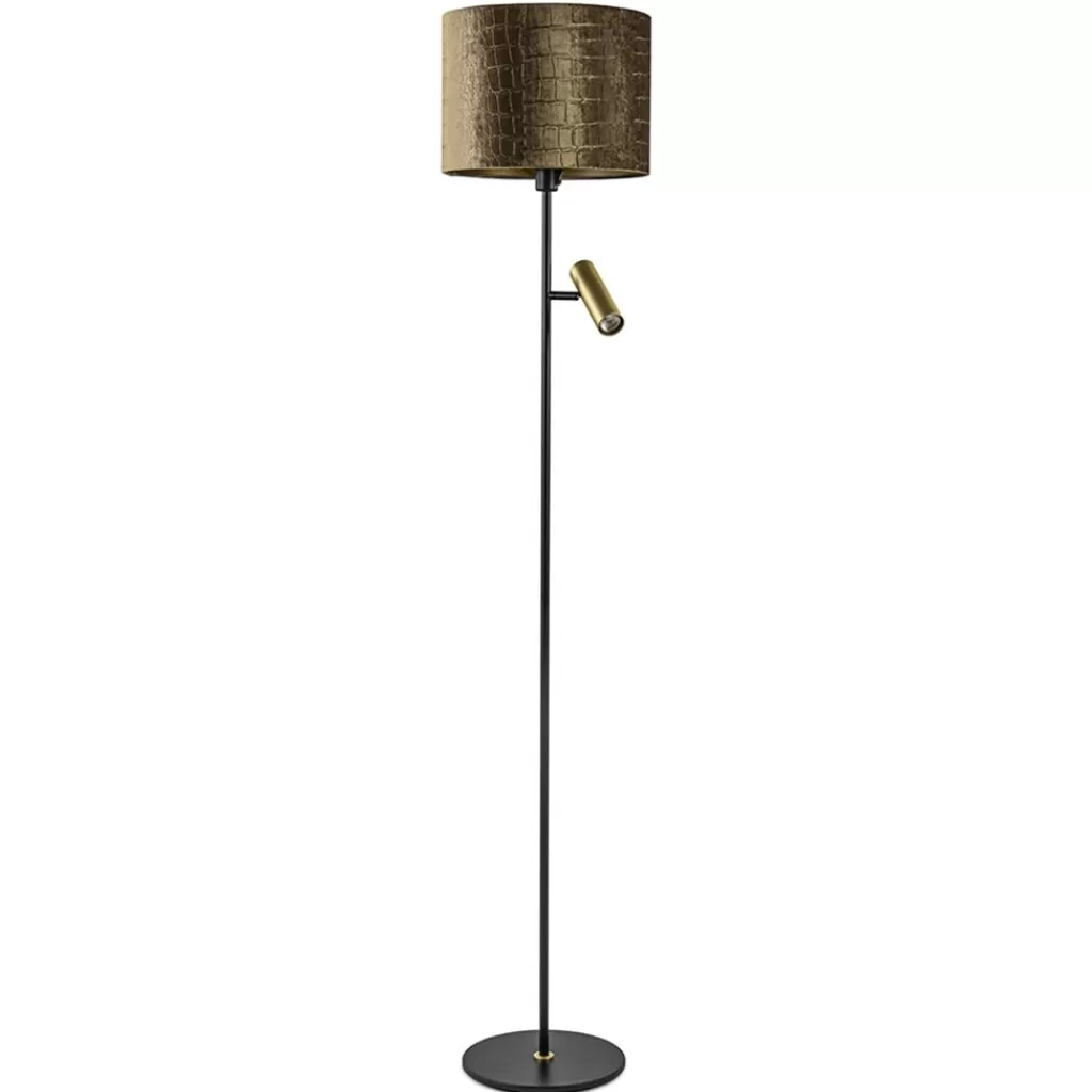 Vloerlamp zwart/goud met kap brons/goud>Straluma New