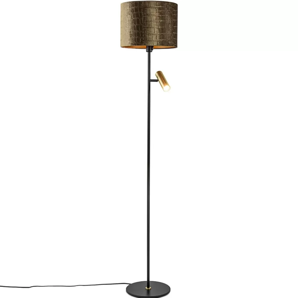 Vloerlamp zwart/goud met kap brons/goud>Straluma New