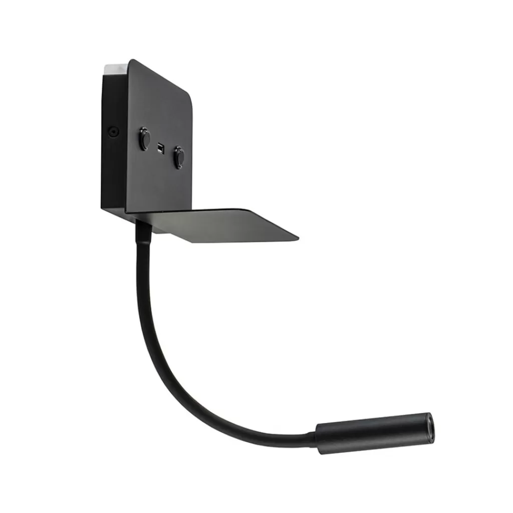 Wandlamp bed zwart flex + USB charger>Straluma Shop