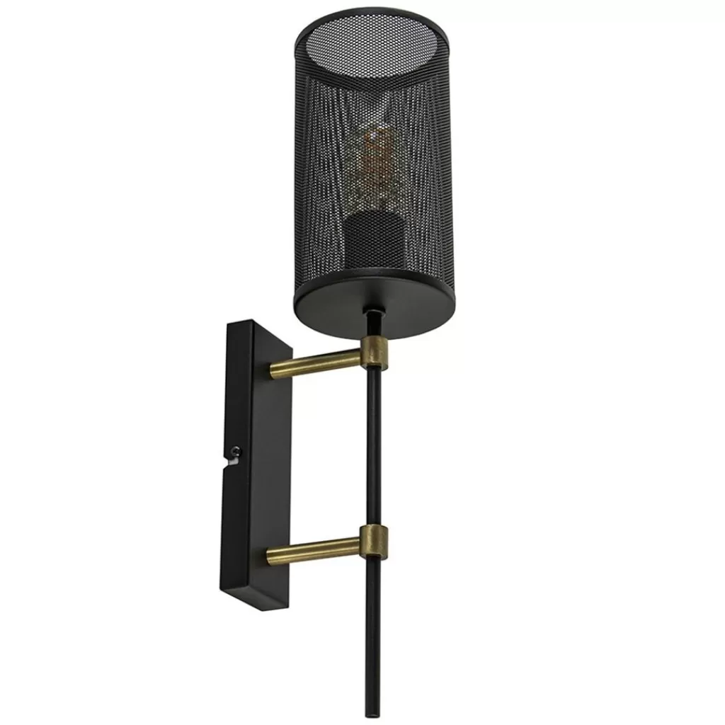 Wandlamp cilinder zwart/goud S>Straluma Cheap