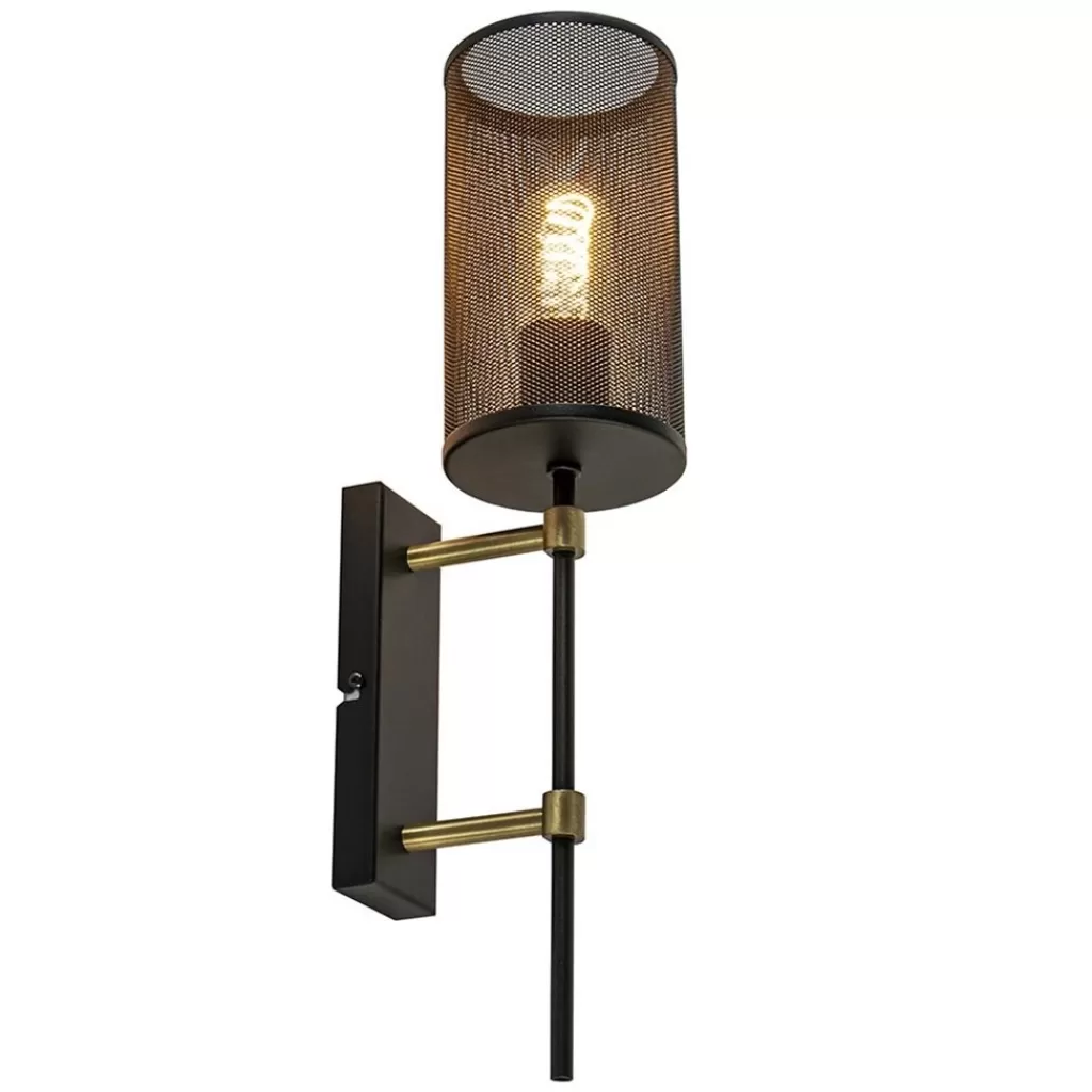 Wandlamp cilinder zwart/goud S>Straluma Cheap